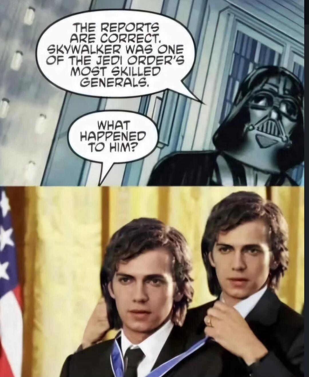 THE REPORTS ARE CORRECT SKYWALKER WAS ONE OF THE JEDI ORDERS MOST SKILLED GENERALS HAPPENED TO HIM