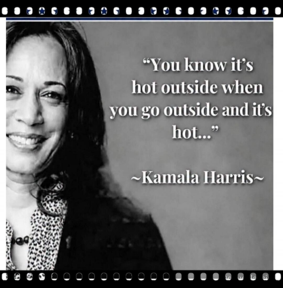 You know it's hot outside when you go outside and it's hot... ~Kamala Harris~