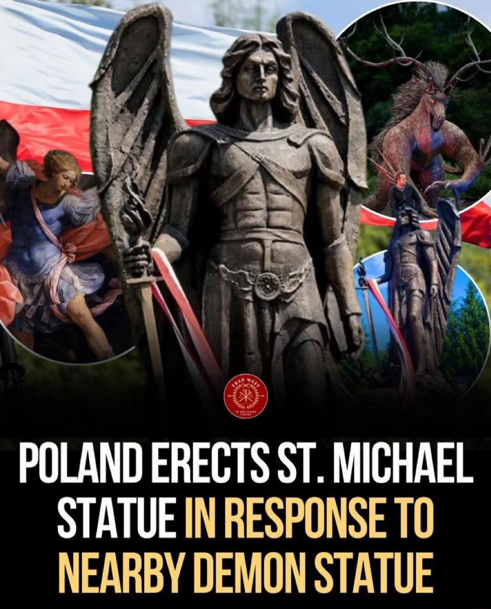 POLAND ERECTS ST. MICHAEL STATUE IN RESPONSE TO NEARBY DEMON STATUE