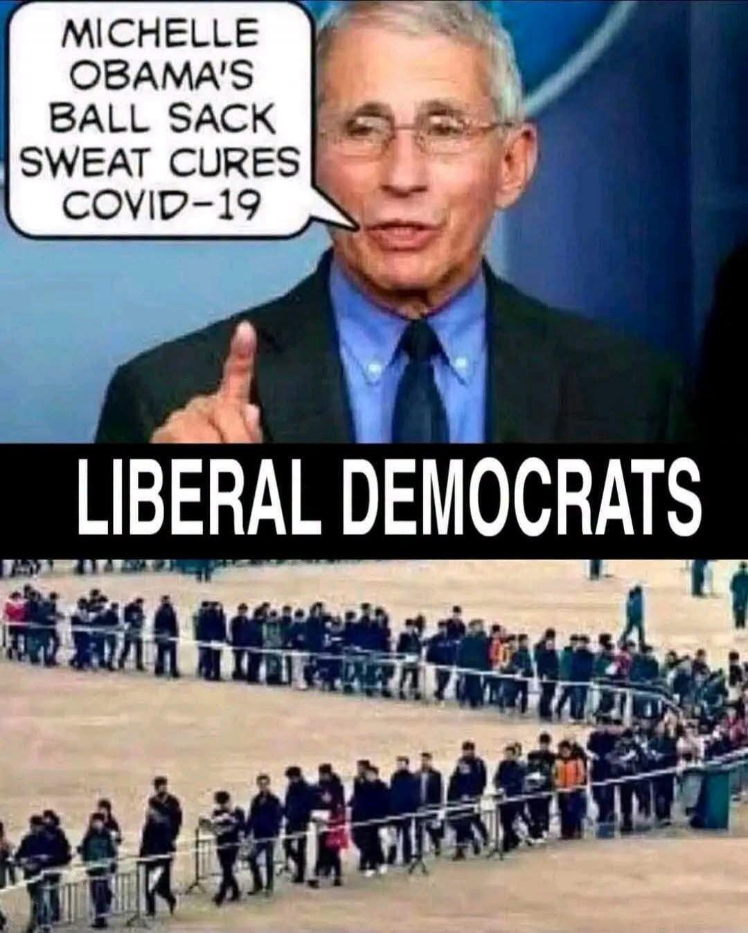 MICHELLE OBAMA'S BALL SACK SWEAT CURES COVID-19 LIBERAL DEMOCRATS