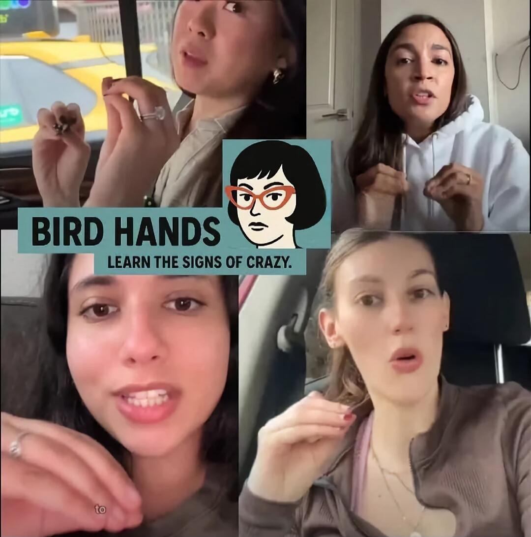 BIRD HANDS LEARN THE SIGNS OF CRAZY. The video features multiple women demonstrating specific hand gestures, often referred to as 'bird hands,' which are humorously presented as indicators or 'signs of crazy' in a person.