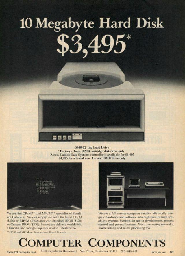 10 Megabyte Hard Disk 3495 COMPUTER COMPONENTS