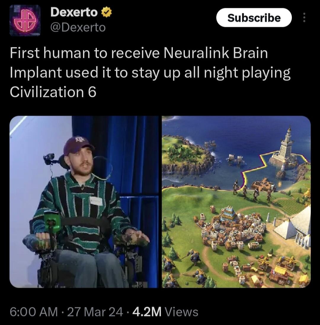 Dexerto Dexerto RIS T EL RGN EE N EITE T SIET Implant used it to stay up all night playing Civilization 6 600 AM 27 Mar 24 42M Views