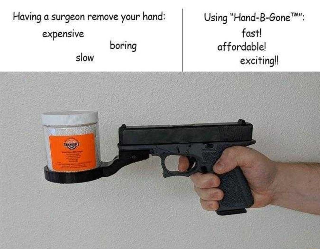 Having a surgeon remove your hand Using Hand B Gone expensive fastl boring affordablel slow excitingl