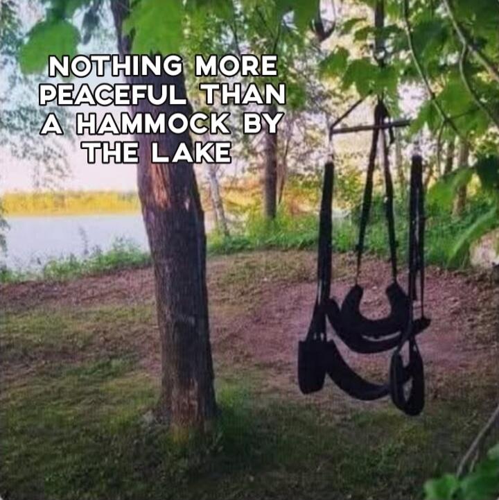 NOTHING MORE PEACEFUL THAN A HAMMOCK BY THE LAKE