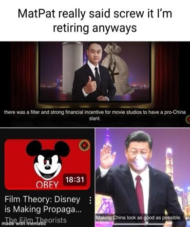 MatPat really said screw it Im retiring anyways there was a fiter and strong financialincontive Film Theory Disney is Making Propaga bl Raaeorist