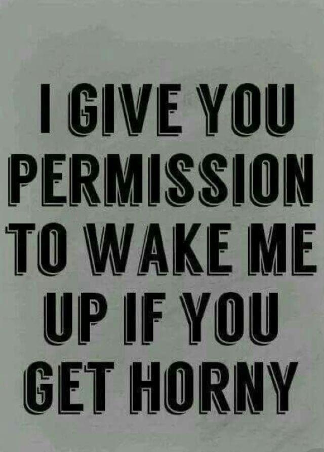 GIVE YOU PERMISSION TO WAKE ME UP IF YOU GET HORNY