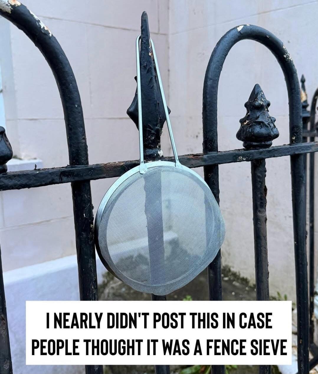 I NEARLY DIDN'T POST THIS IN CASE PEOPLE THOUGHT IT WAS A FENCE SIEVE