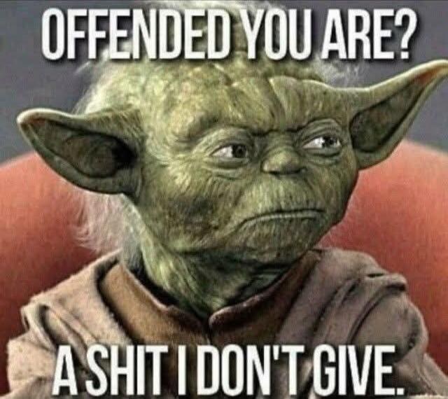 OFFENDED YOU ARE? A SHIT I DON'T GIVE.