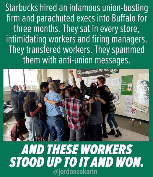 Nl T EEN T E TSI TN firm and parachuted execs into Buffalo for three months They sat in every store intimidating workers and firing managers UEREUNEE R SR NEES NI them with anti union messages Mm memww 4 m AIID THESE WORIERS STOOD UP TO IT AND WON GUGELFELEN
