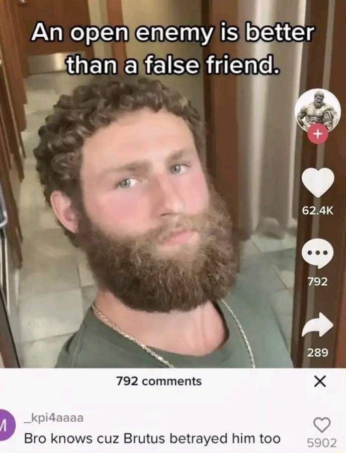 VAN i o Xl n AL DEaHEs _GERNEIS R ek 792 comments Bro knows cuz Brutus betrayed him too