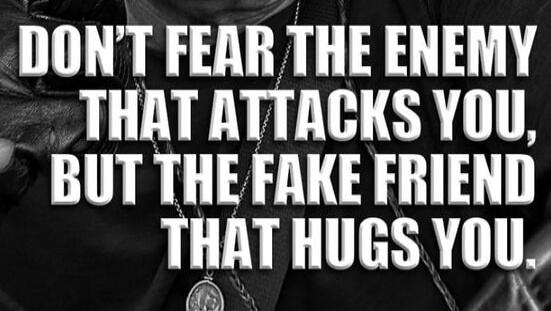 DON'T FEAR THE ENEMY THAT ATTACKS YOU, BUT THE FAKE FRIEND THAT HUGS YOU.