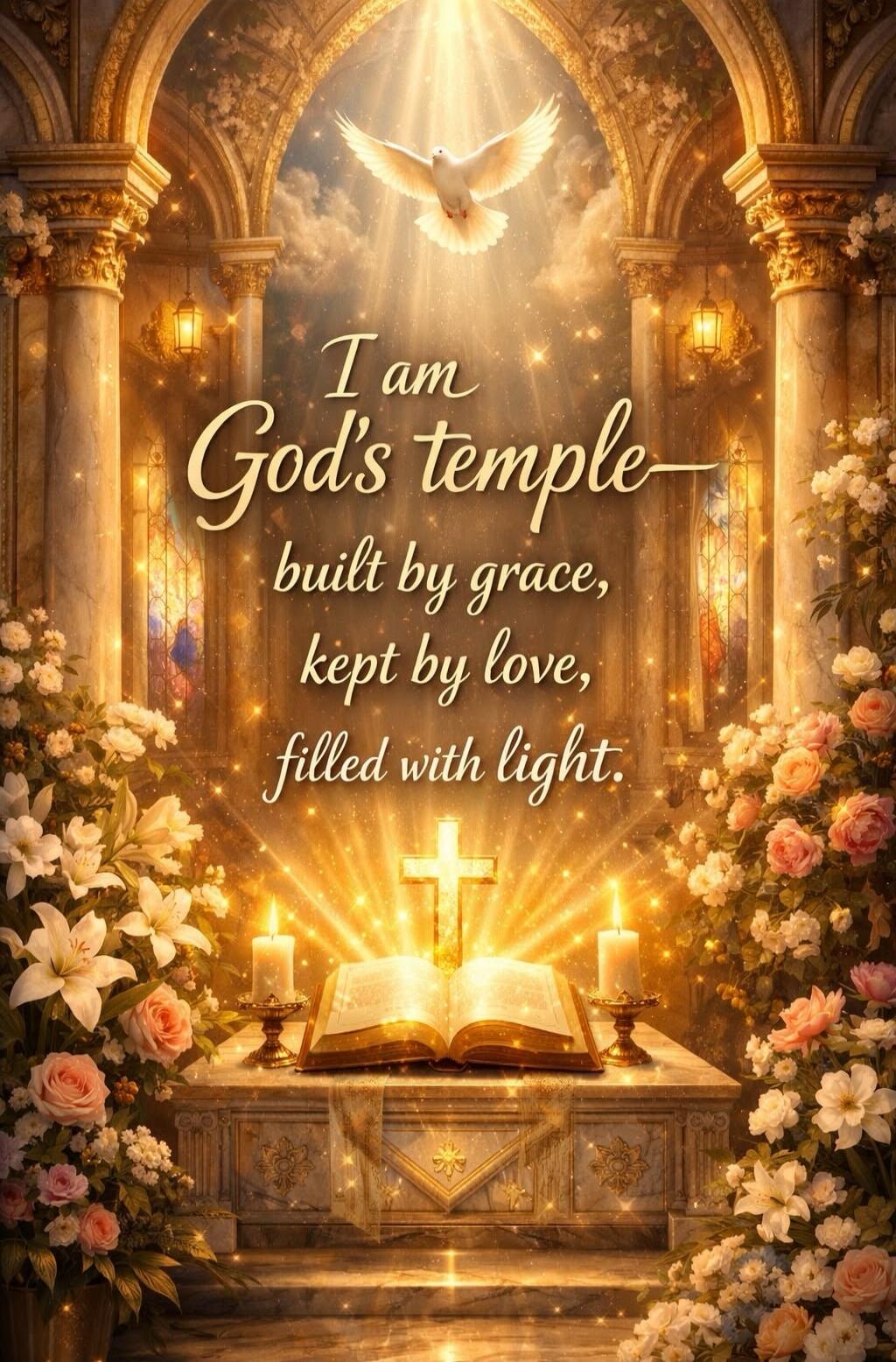I am God's temple built by grace, kept by love, filled with light.