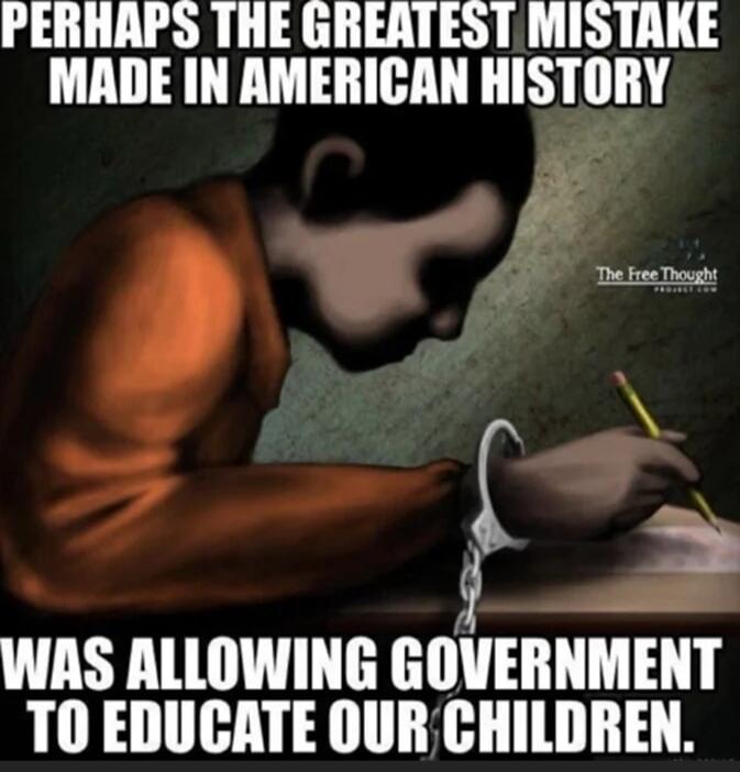 PERHAPS THE GREATEST MISTAKE MADE IN AMERICAN HISTORY WAS ALLOWING GOVERNMENT TO EDUCATE OUR CHILDREN.