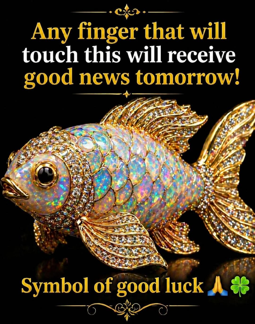 Any finger that will touch this will receive good news tomorrow! Symbol of good luck 🙏🍀