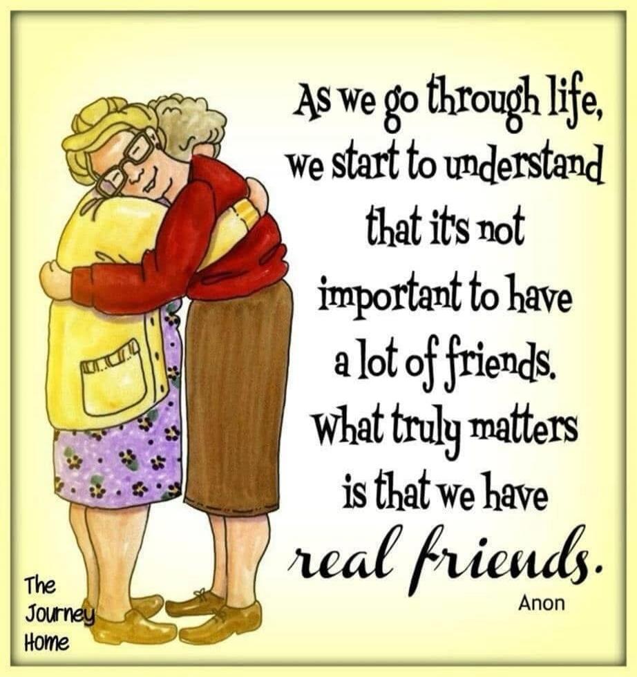 As we go through life, we start to understand that it's not important to have a lot of friends. What truly matters is that we have real friends. The Journey Home Anon