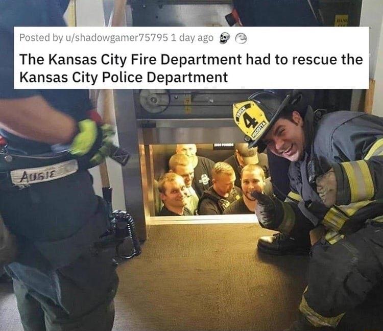 The Kansas City Fire Department had to rescue the Kansas City Police Department
