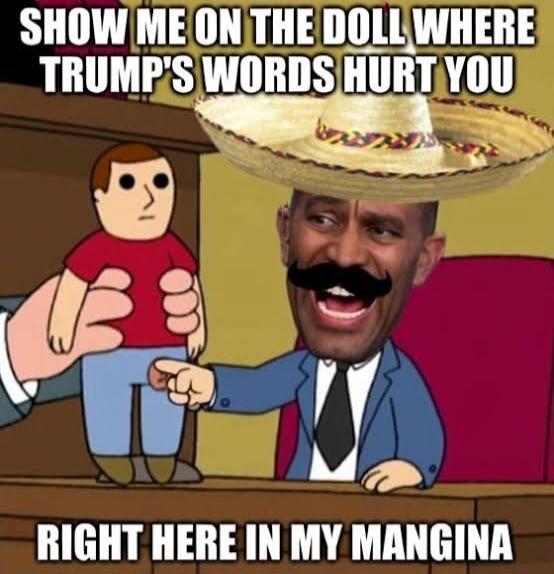 SHOW ME ON THE DOLL WHERE TRUMP'S WORDS HURT YOU RIGHT HERE IN MY MANGINA