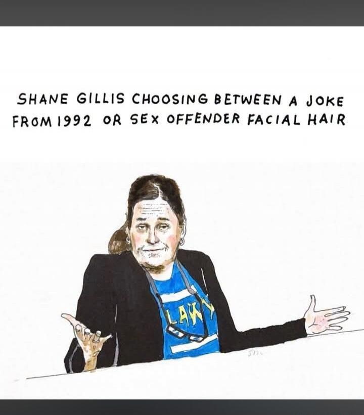 SHANE GILLIS CHOOSING BETWEEN A JOKE FROM 1992 OR SEX OFFENDER FACIAL HAIR