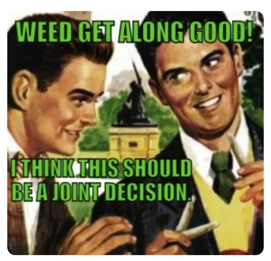 WEED GET ALONG GOOD! I THINK THIS SHOULD BE A JOINT DECISION.