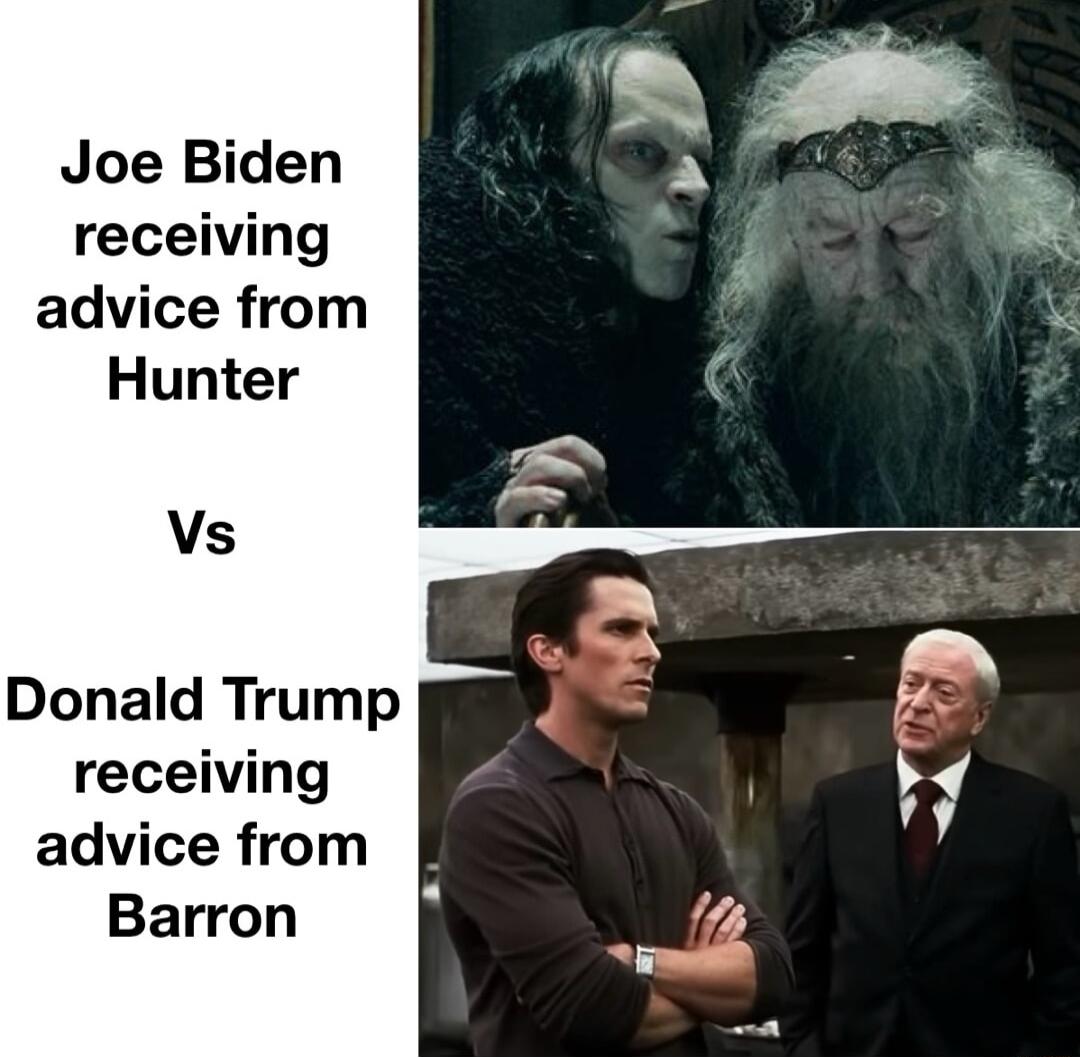 advice from Hunter Vs Donald Trump receiving advice from Barron