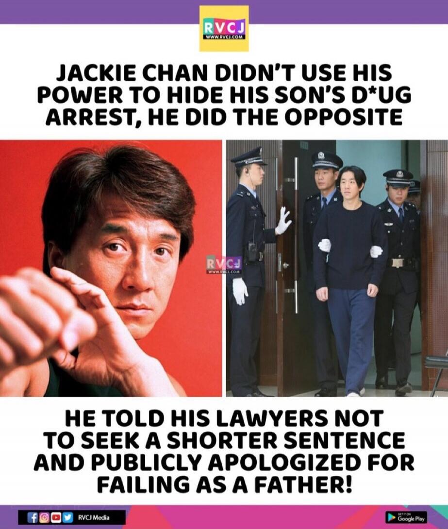 JACKIE CHAN DIDN'T USE HIS POWER TO HIDE HIS SON'S D*UG ARREST, HE DID THE OPPOSITE

HE TOLD HIS LAWYERS NOT TO SEEK A SHORTER SENTENCE AND PUBLICLY APOLOGIZED FOR FAILING AS A FATHER!