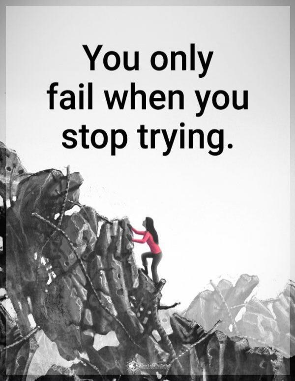 You only fail when you stop trying.