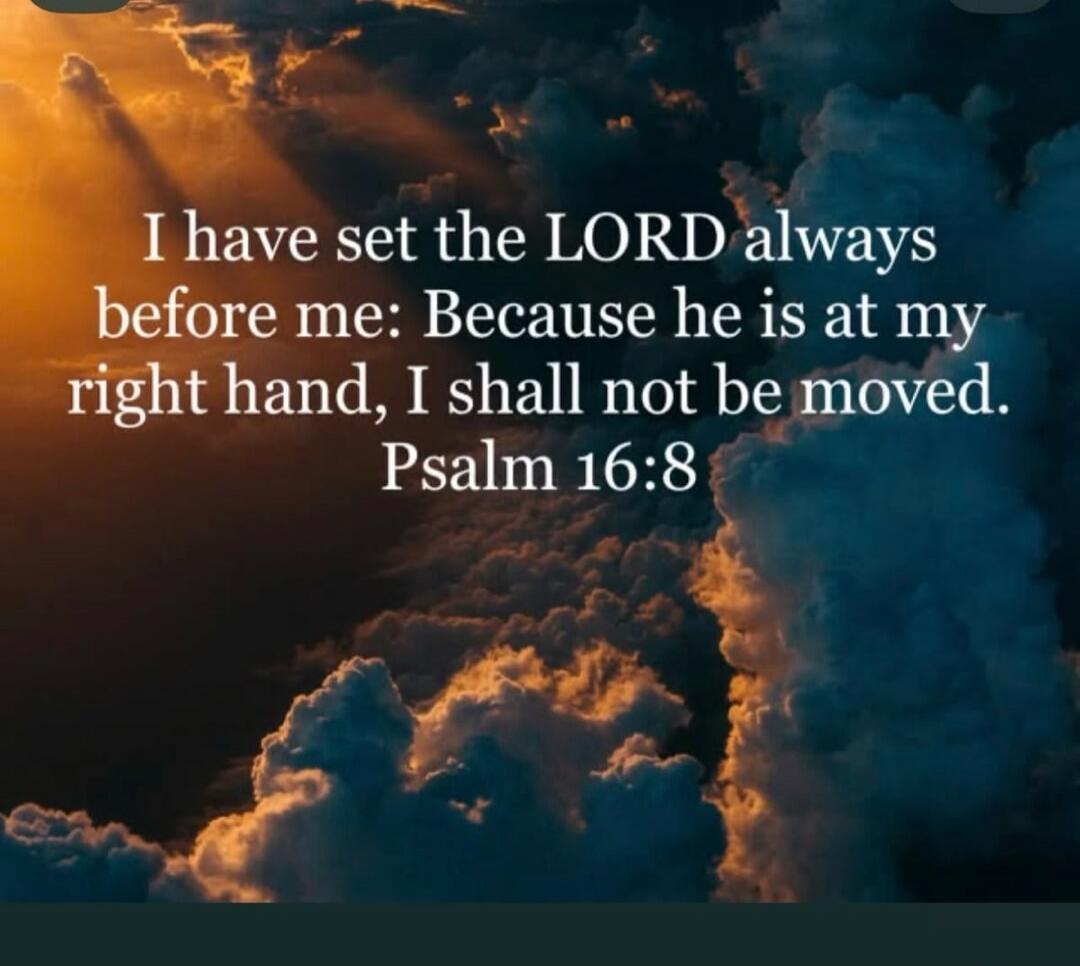 I have set the LORD always before me: Because he is at my right hand, I shall not be moved. Psalm 16:8