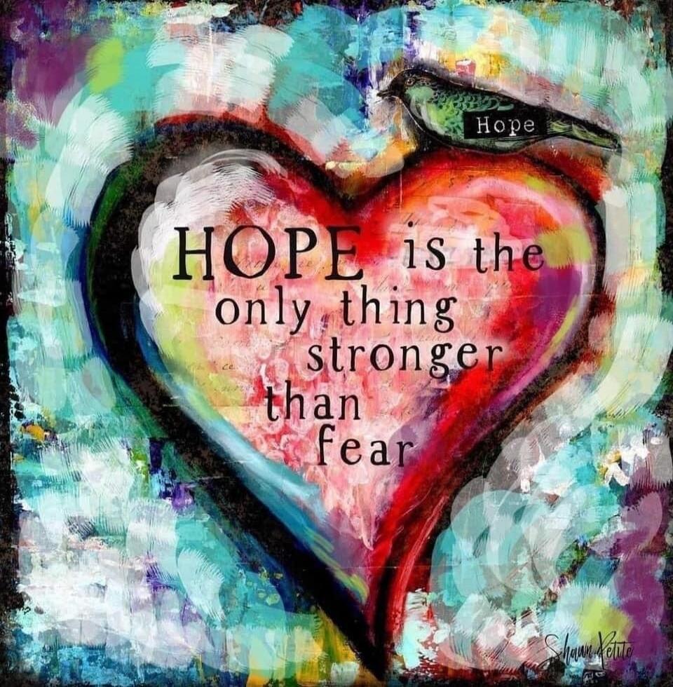 HOPE is the only thing stronger than fear. Hope. Shawn Petite.