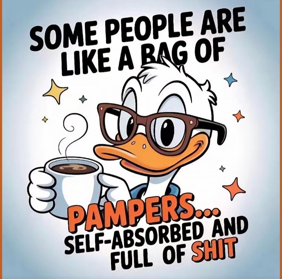 SOME PEOPLE ARE LIKE A BAG OF PAMPERS... SELF-ABSORBED AND FULL OF SHIT