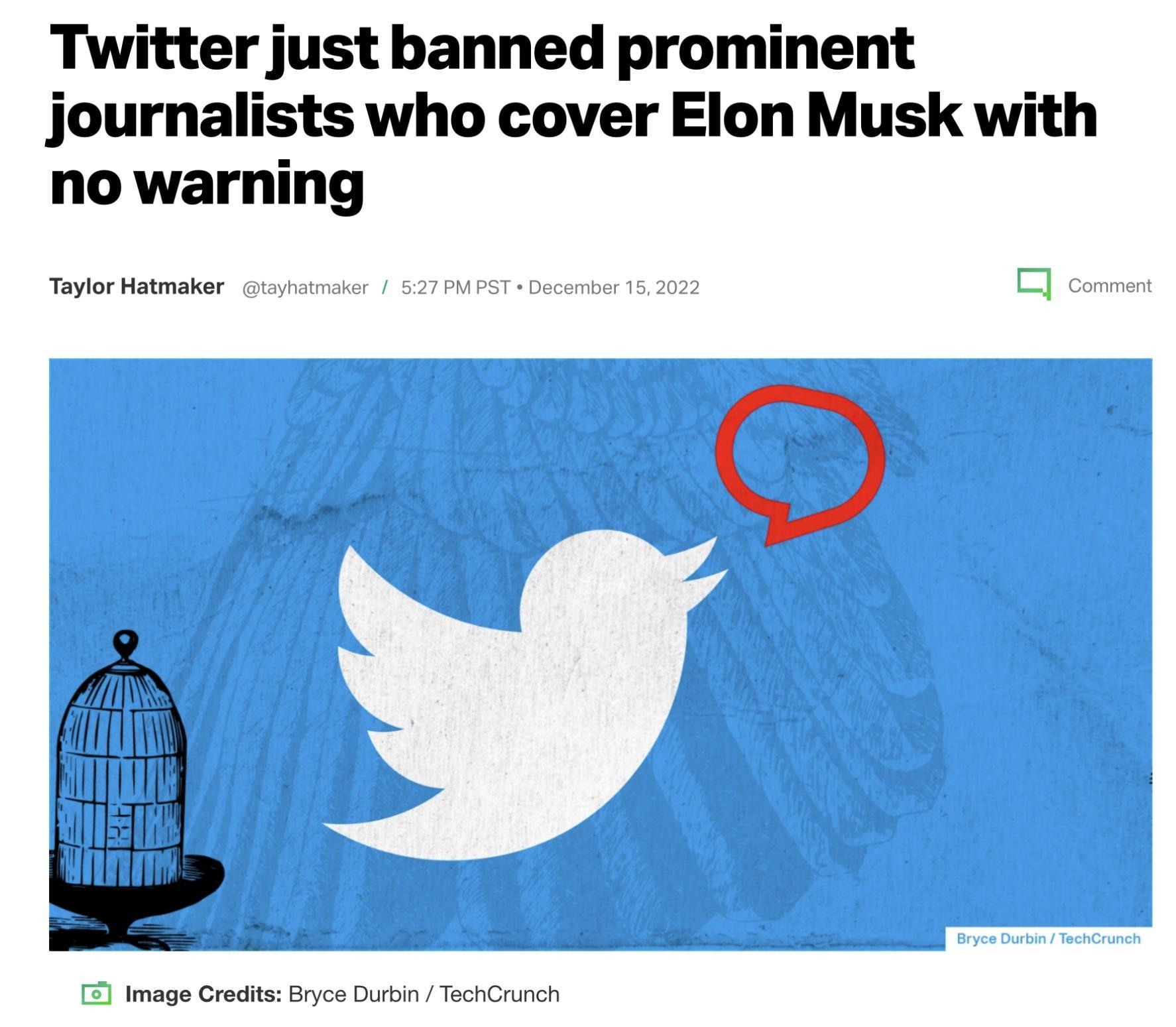 Twitter just banned prominent Jjournalists who cover Elon Musk with no warning ToyorHotmaker 1