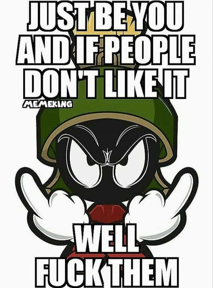 JUST BE YOU AND IF PEOPLE DON'T LIKE IT WELL FUCK THEM