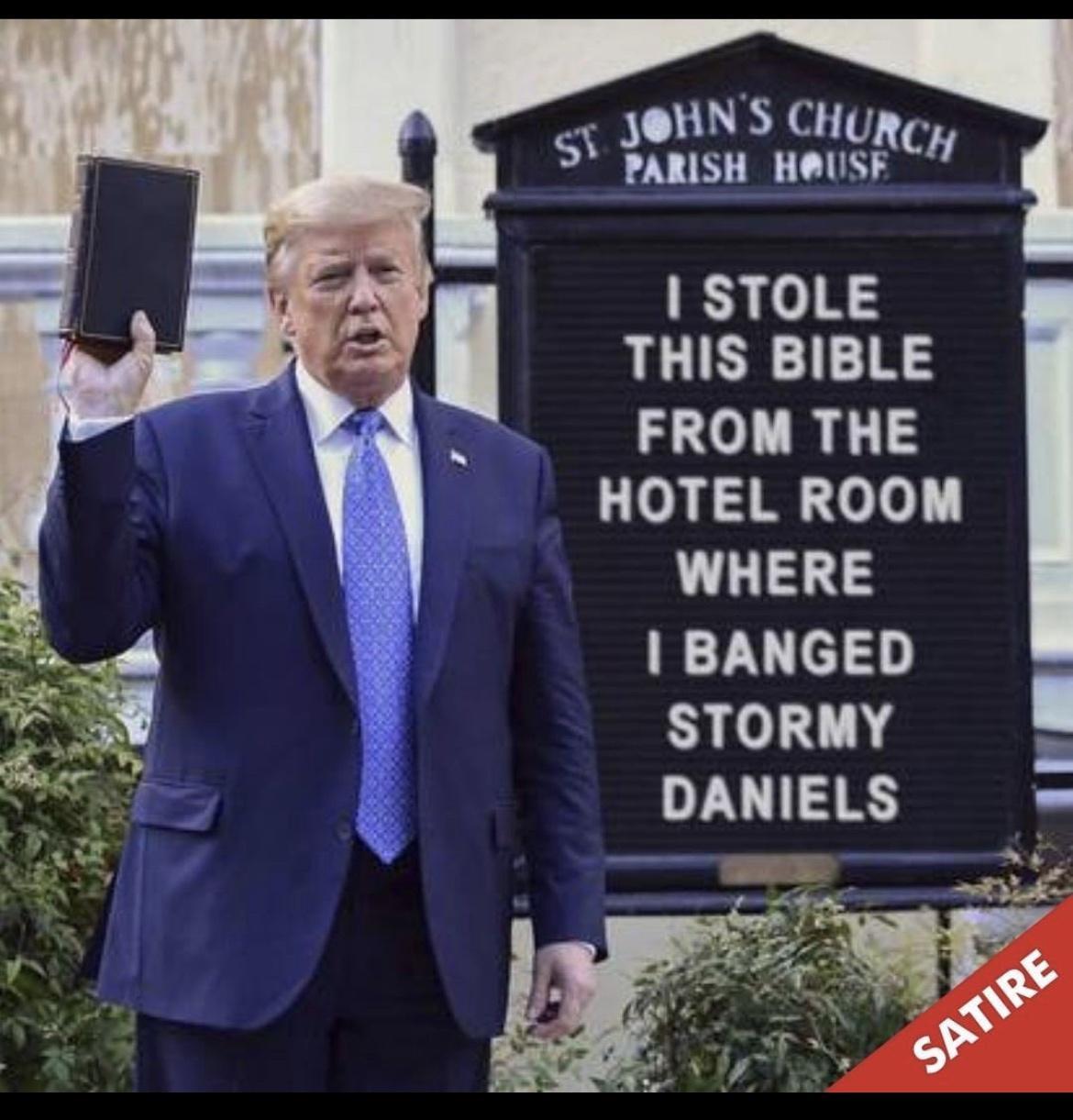 JOHNS CHURe S DaRisH HOUSHCH STOLE THIS BIBLE FROM THE HOTEL ROOM BANGED STORMY DANIELS T