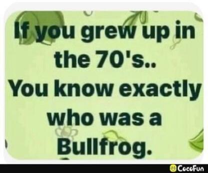 If you grew up in the 70's.. You know exactly who was a Bullfrog.