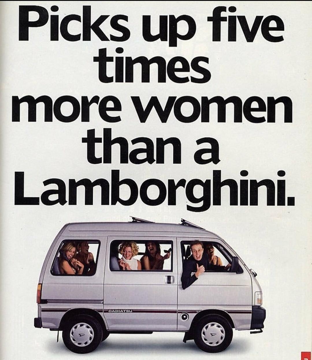 Picks up five times more women thana Lamborghini