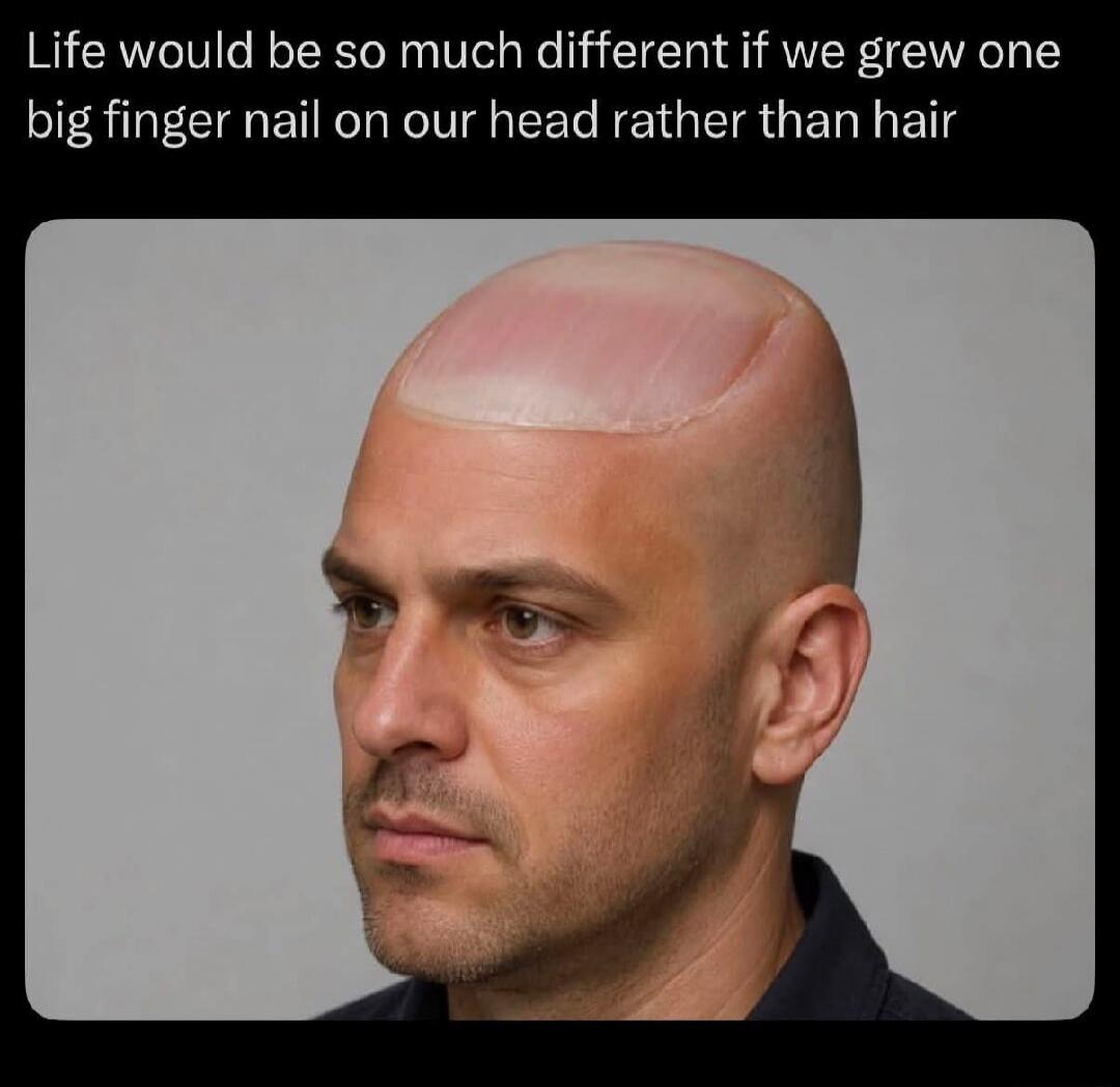 Life would be so much different if we grew one big finger nail on our head rather than hair