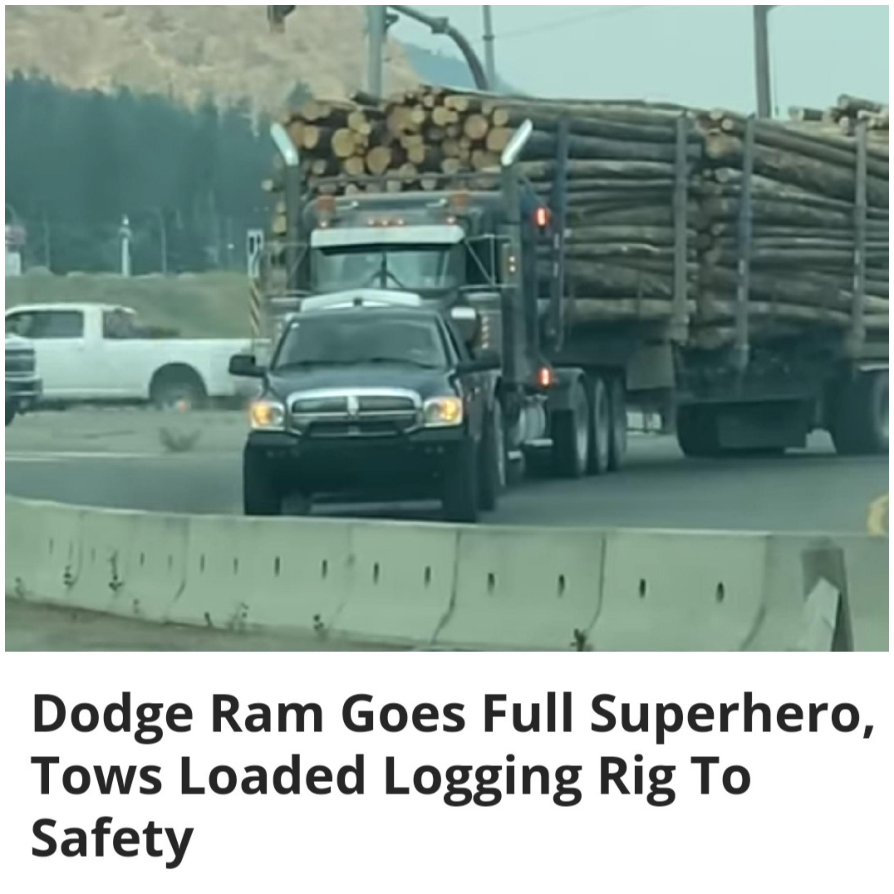 Dodge Ram Goes Full Superhero Tows Loaded Logging Rig To Safety