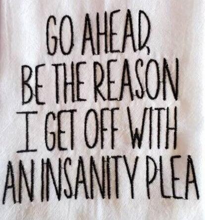 GO AHEAD, BE THE REASON I GET OFF WITH AN INSANITY PLEA
