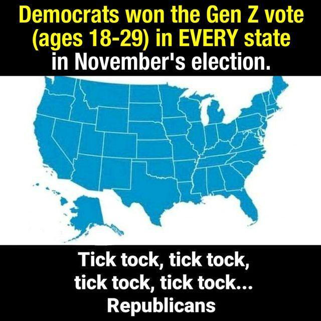 DGR CRUO T R G CREE AT G ages 18 29 in EVERY state n Novembers election RSty I Tick tock tick tock tick tock tick tock RELTLED T