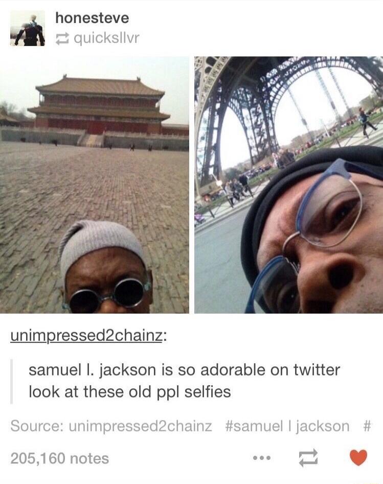 honesteve d ckslivr unimpressed2chainz samuel jackson is so adorable on twitter look at these old ppl selfies