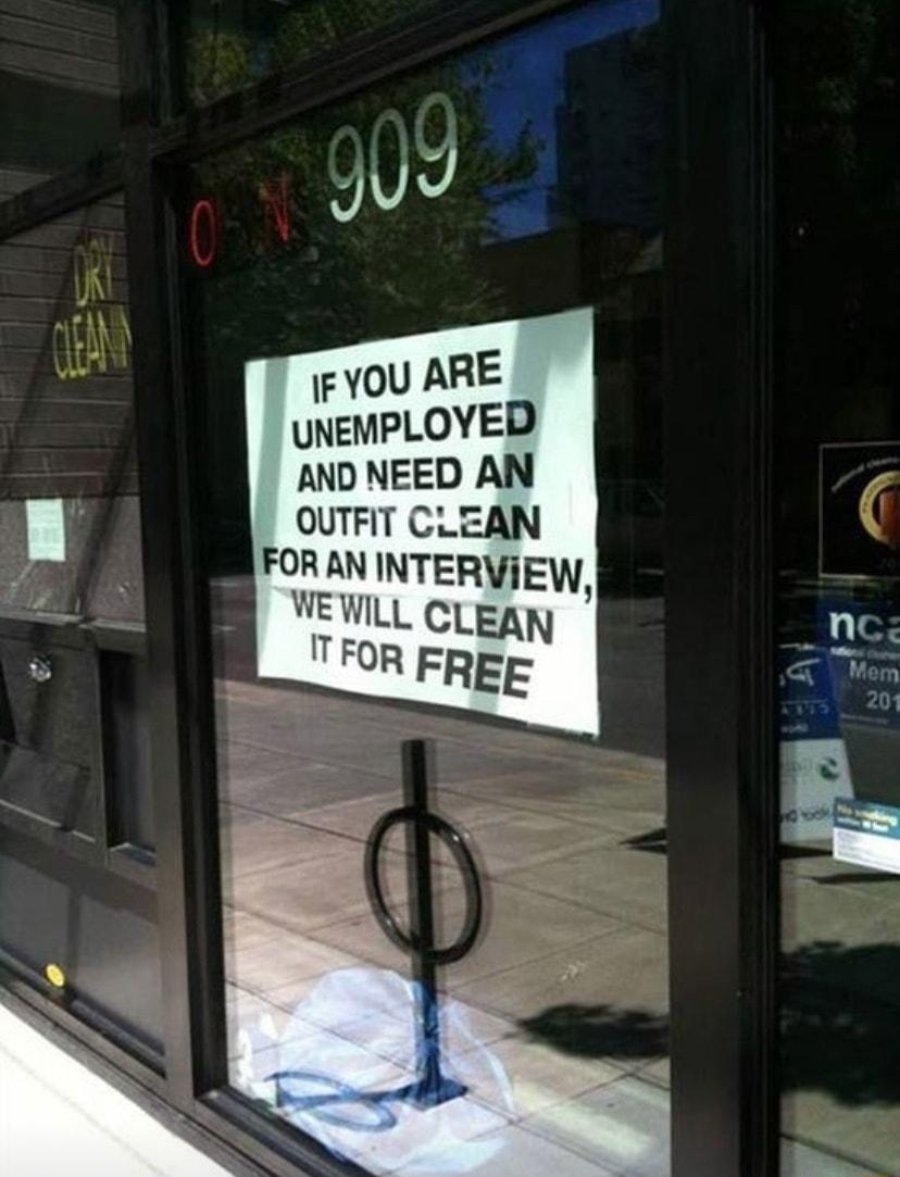 IFYOU ARE UNEMPLOYED AND NEED AN OUTFIT CLEAN FORAN INTERVIEW