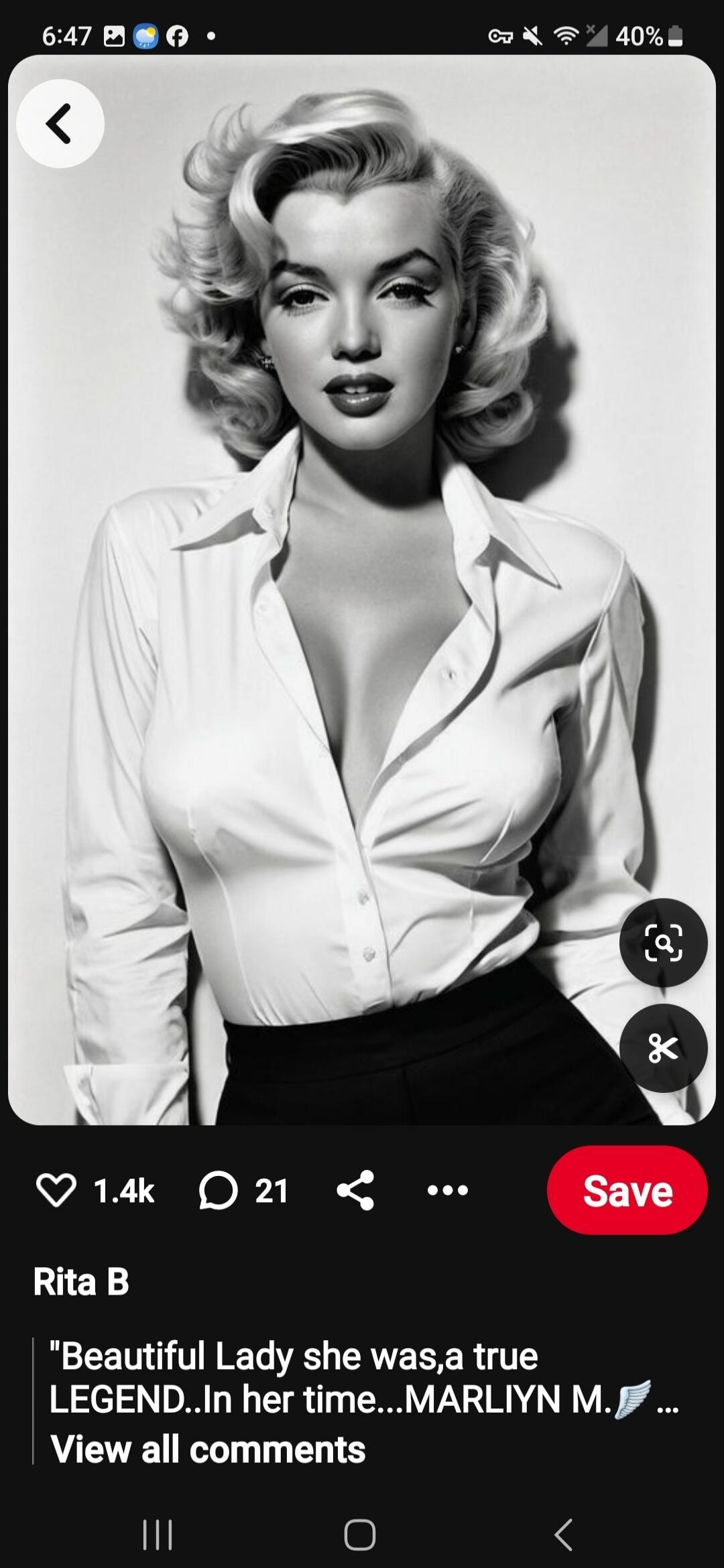 Beautiful Lady she was, a true LEGEND. In her time. MARILYN M.