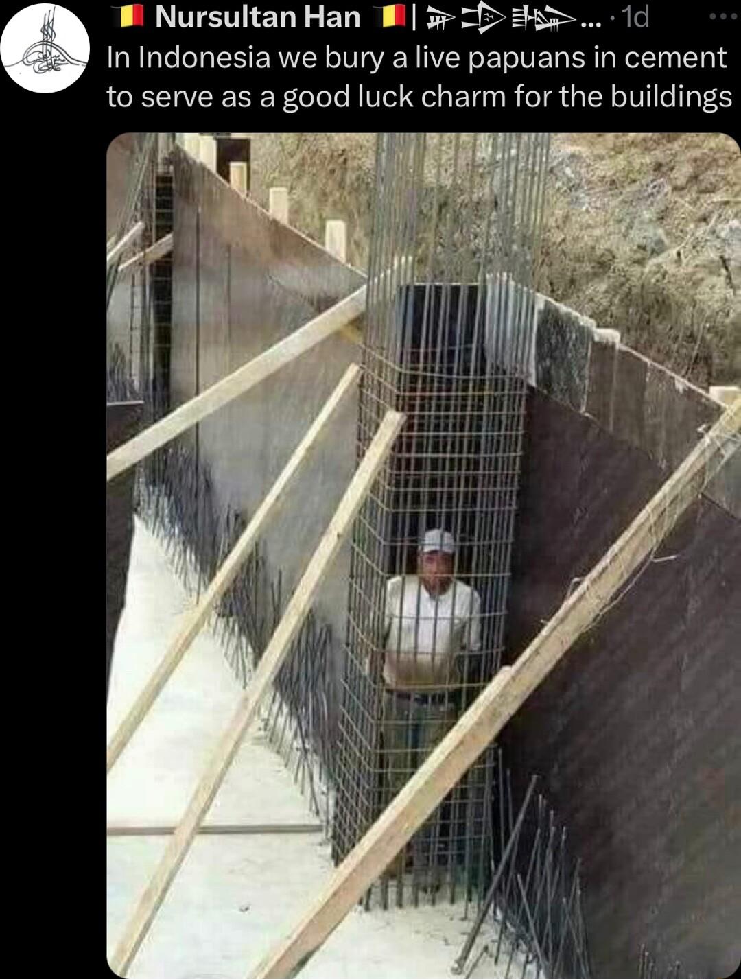 LTSI ERLELI S gapa o In Indonesia we bury a live papuans in cement to serve as a good luck charm for the buildings