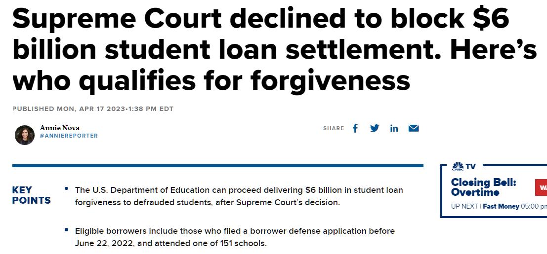 Supreme Court declined to block 6 billion student loan settlement Heres who qualifies for forgiveness fvma