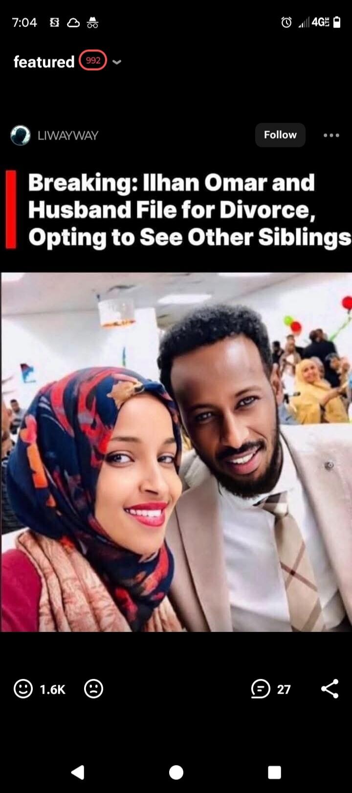 Breaking: Ilhan Omar and Husband File for Divorce, Opting to See Other Siblings