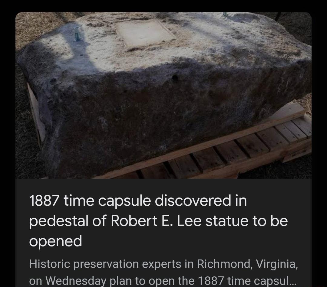 1887 time capsule discovered in elle CH EIR fel ella SM RETR TTR of oT ololTy Ee Historic preservation experts in Richmond Virginia on Wednesday plan to open the 1887 time capsull