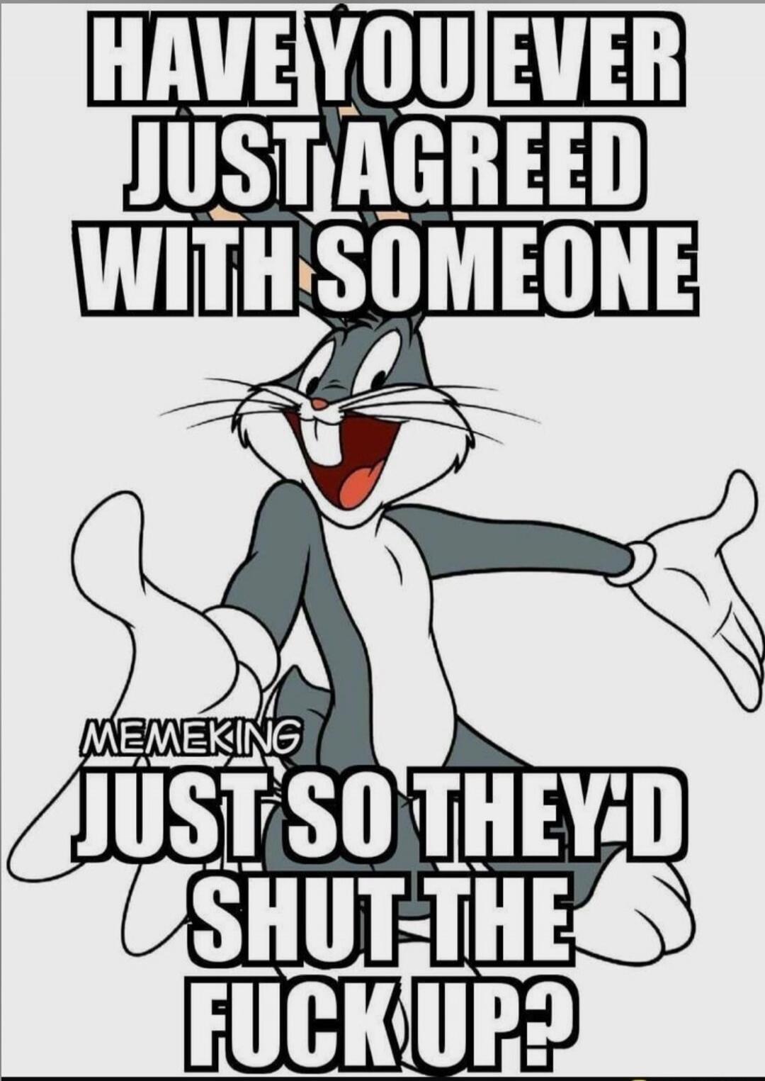 HAVE YOU EVER JUST AGREED WITH SOMEONE JUST SO THEY'D SHUT THE FUCK UP?