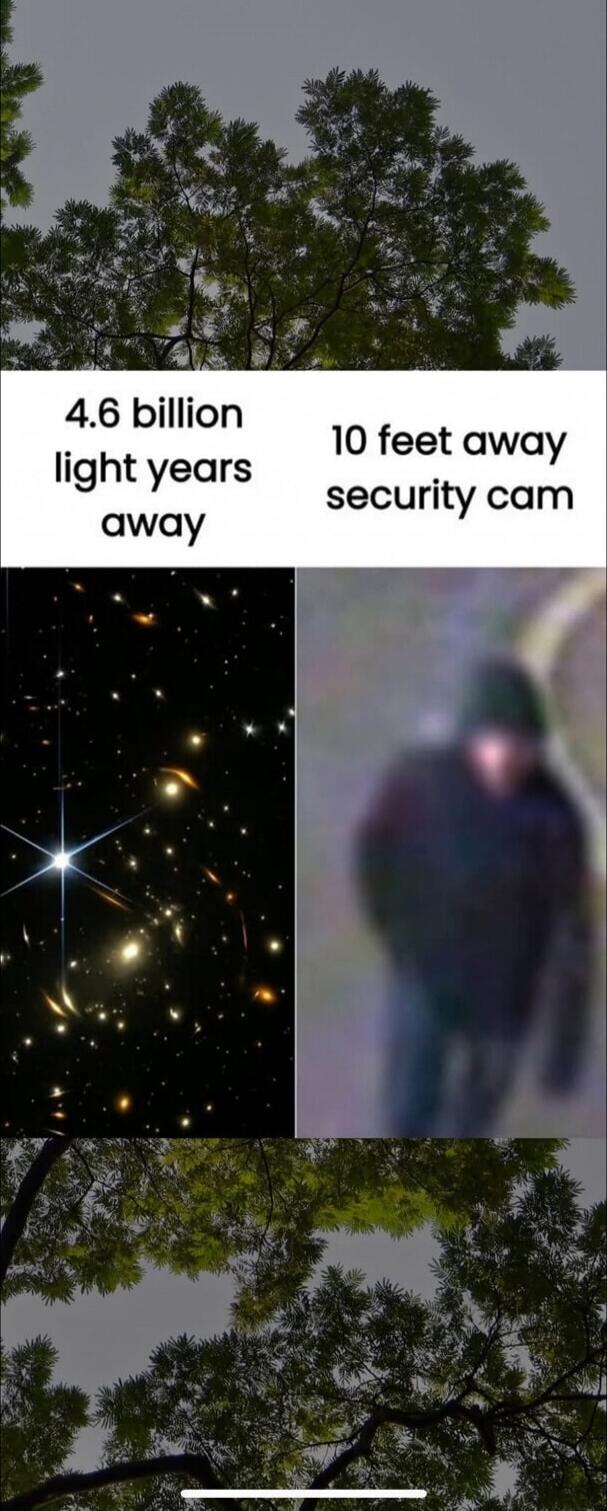 4.6 billion light years away
10 feet away security cam