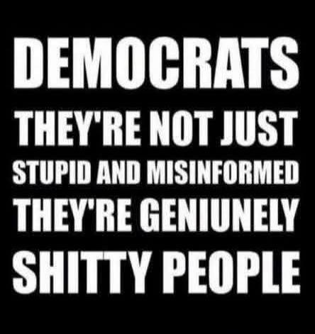 DEMOCRATS THEY'RE NOT JUST STUPID AND MISINFORMED THEY'RE GENIUNELY SHITTY PEOPLE