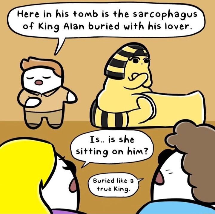 Here in his tomb is the sarcophagus of King Alan buried with his lover